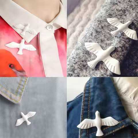 For Men Women Versatile Novelty Badge Clothing Accessories Gifts Retro Simple White Dove Brooch Exqu