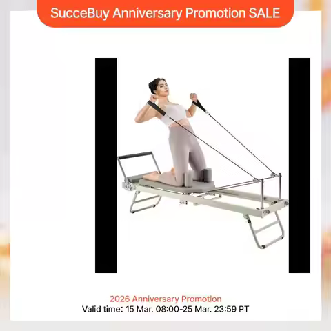 VEVOR Foldable Pilates Reformer Pilates Workout Machine for Home Gym Studio Use, Pilates Bed with Du