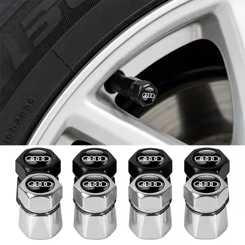 4Pcs Aluminum Car Tire Valve Caps Diamond Tyre Valve Airtight Cover For Audi Quattro A6 S5 A5 Q2 Q3