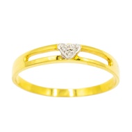 Happy Jewelry แหวนหัวใจก้านเส้นคู่ ขนาดกำลังดี ทองแท้ 9k 37.5% เพชรเกสร ME596