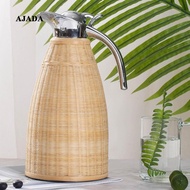 [ Hot Water Bottle Bamboo Woven Kettle Practical Water Pitcher Thermal Pot Vacuum Insulated Water Bottle for Office Tea