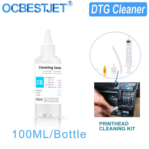 DTG Ink 100ML Cleaner Textile Ink Cleaning Solution For DTG (Direct To Garment) Printer Printhead Tu