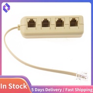 RJ11 6P4C To 6P4C 4 Way Telephone Line Modular Splitter Adapter Beige