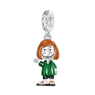 GNOCE Peanuts Peppermint Patty Dangle Charm 925 Sterling Silver for Bracelet Gift