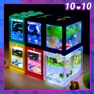 Betta fish Mini Aquarium 2nd generation Building block fish tank Spider Marimo Fish Breeding Box ikan laga akuarium LED