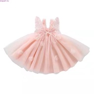 PRINCESS KE 0-7 Years Butterfly Veil Dress Baby Girl Gaun Budak Perempuan Pink Princess Dress For Ki