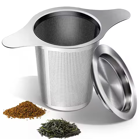 1 Piece Tea Infuser Basket Stainless Steel Tea Strainer Tea Filter With Small Strainer And Lid Tea D