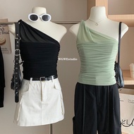 24-07519 Women's Tank Top. Women's Diagonal Shoulder Mesh Camisole Top