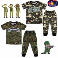 (1T-12T)  Baju Tidur ASKAR Budak MILITARY FULL PRINT Cotton Kids Pajamas - Pyjamas Boys Kanak-Kanak 