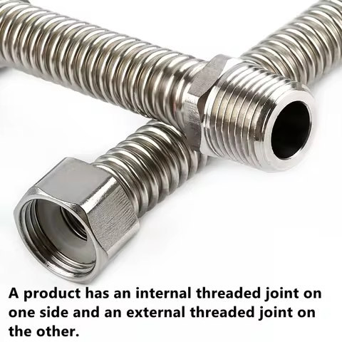 1Pcs 20/40/60/80/100/150/200cm G1/2 304 SUS Corrugated Pipe Cold Hot Water Pipe Fish Tank Garden Wat