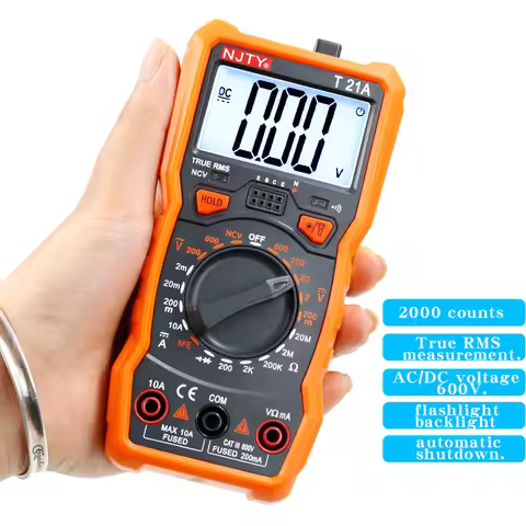 NJTY T21A Household Digital Multimeter Portable Small Digital Display Universal Meter 2000 Counts AC