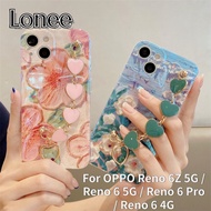 For OPPO Reno 6Z 5G OPPO Reno 6 OPPO Reno 6 Pro Crossbody Bracelet Phone Case , Bluray Glitter Oil Painting Flower Diamond Soft Cover Case