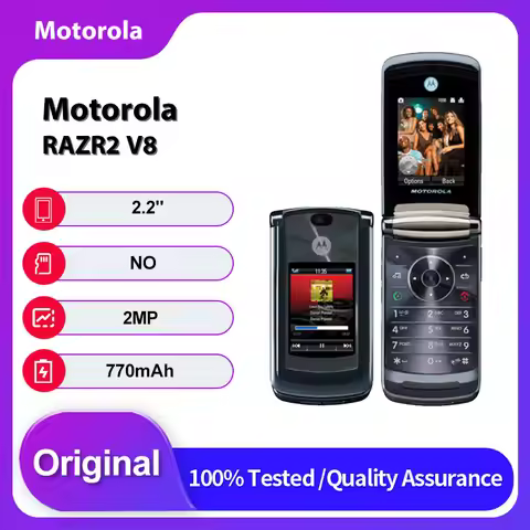 Original Unlocked Motorola RAZR2 V8 2MP 2G Bluetooth Mobile Phone 2.2 inches Russian Arabic Keyboard
