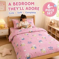 Toddler Bedding Set 6 Piece Cotton Pink Rabbit Quilt 120x150cm Mattress 60x130cm Pillow 30x50cm