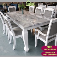💥 Ready Stock 💥- Dining Set | 1+8 Set 1 Meja 8 Kerusi | Set meja makan 8 kerusi | Brawn & White