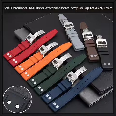 Soft Fluororubber FKM Rubber Watchband for IWC Strap For Big Pilot Portofino TOP GUN Dustproof Wrist