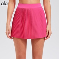 aloyoga Sports Short Skirt Women Tennis Skirt Summer Anti-Exposure Running Yoga Half Skirt Solid Col