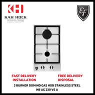 EF HB AG 230 VS A 2 BURNER DOMINO STAINLESS STEEL GAS HOB - 2 YEARS MANUFACTURER WARRANTY + FREE DELIVERY