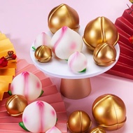 塑料金色粉色壽桃蛋糕擺件生日甜品臺裝飾爺爺奶奶祝壽烘焙用品