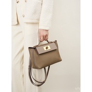 Beg Wanita 2025 Beg Kelly Baharu 2025 Mini Lapisan Pertama Beg Ladu Kulit Lembu Beg Sayap Pegang Tan