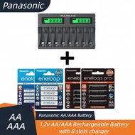 Panasonic EnerAA/AA battery nickel hydrogen nickel cadmium LCD indicator charger with 8-slot battery