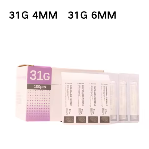 100pcs/box Body Piercing Tattoo Needle Stainless Steel 31G 4mm 6mm Extremely Fine Beauty Needle Pain