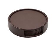 6pcs/set Coaster Leather Coaster Heat Insulation Pad Coffee Coaster with Storage