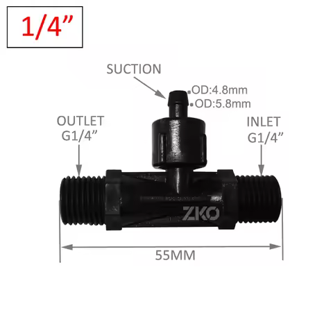 1/4" pvdf venturi Ozone water mixer Water treatment injector