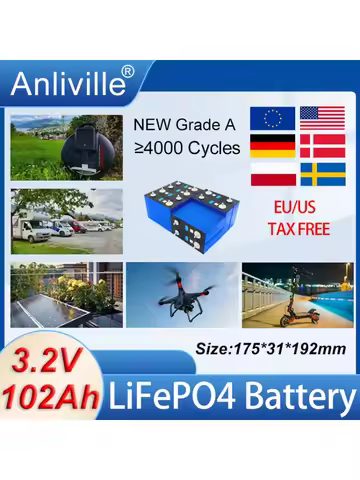 1-30PCS New 3.2V 100Ah 102Ah Lifepo4 Battery Grade A 3C High power DIY 4S 12V 24V48V Golf Cart Elect