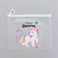 Gratis Ongkir - Tempat Pensil Transparan Unicorn & Pink Panther / Map File Unicorn / Zipper Bag
