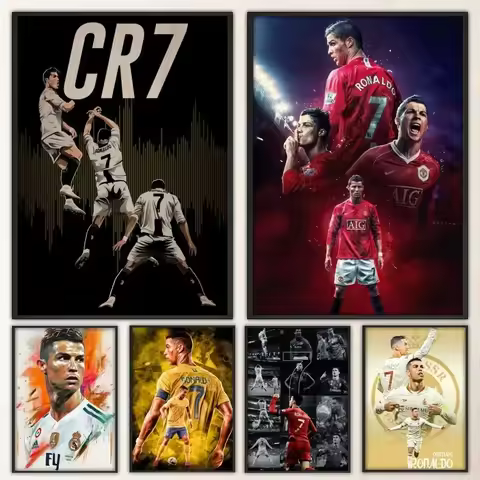 CR7 7 football Poster Fancy Wall Sticker for Living Room Bar Vintage Decorative Painting Middle