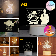 【3 Color】3D Night Light Table Lamp LED Lampu Meja Tidur Home Decor Hadiah Birthday Gift Idea Present