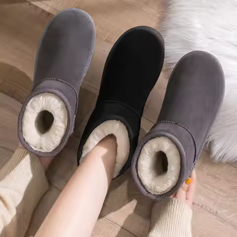 Large Size 41 Women Shoes Snow Boots Winter Plus Velvet Thick Platform Boots Plush Warm Cotton Shoes