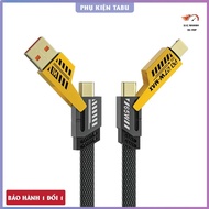 4in1 charging cable, 4-lead fast charging cable - 65W. Metal cable head parachute cord, anti-break. 