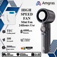 AMGRAS Portable High Speed Fan Turbo Handheld Mini Cooling Fan LED Digital Display Recharging 迷你风扇