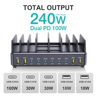 Multi-Port Desktop Charger240W Charging Station PD Fast Charging Multi-Port Charger USB Charger Tabl