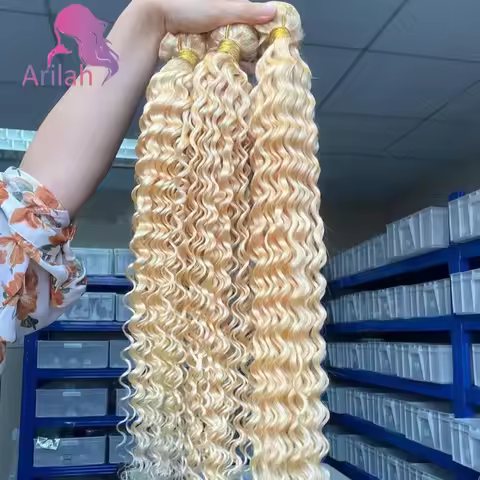 1/2/3PCS 613 Blonde Bundles Human Hair Deep Wave 10-30 inch 100% Unprocessed Virgin Human Hair Exten