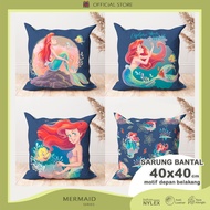 Sofa Cushion COVER Print Premium 2-sided Reversible Little Mermaid Motif 40x40 cm Nylex Smooth - Gift Center