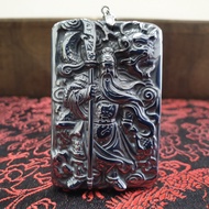 【收藏精品】-----太赫兹关公吊坠---Tera Hertz---天然矿物---F4021---38.0mm -****天然玉石--木雕--翡翠--珍珠****~~~Crystal--Kayu--J