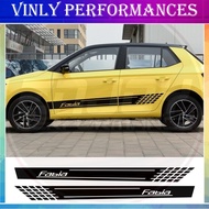 2PCS Car Door Stickers For Skoda Fabia 1 2 3 MK1 MK2 MK3 6y Tuning Auto Accessories Long Side Stripe