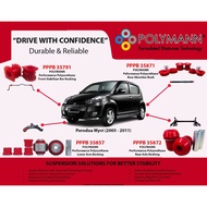 Polymann Perodua Myvi (2005-2011) Lower Arm, Stabilizer, Rear Absorber & Axle PU Bush (Not Silicone 