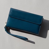 MINIMAL HIGH QUALITY COW LEATHER WOMAN MULTIFUNCTION 'HAPPY' PURSE - BLUE