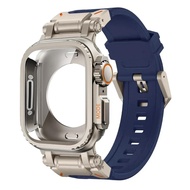 2IN1 กรณีโลหะหรูหรา + สายซิลิโคนเข้ากันได้กับ IWatch Ultra 49mm 45mm 44mm IWatch Series สุดยอด 2 9 8