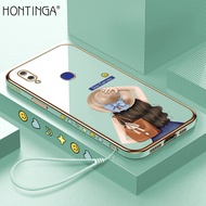 Hontinga เคสโทรศัพท์สำหรับ Vivo V11Iเคสหรูหราเคลือบโครเมี่ยมเคสโทรศัพท์ TPU ทรงสี่เหลี่ยมป้องกันกล้องป้องกันเคสยางสำหรับเด็กผู้หญิง