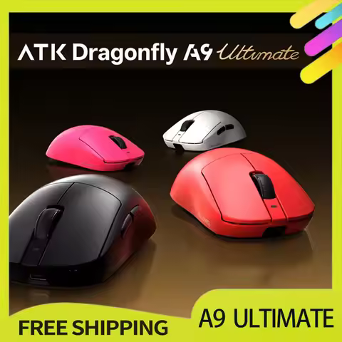 New Atk A9 Ultimate Mouse Wireless Tri Mode Paw3950ultra 750ips 53g Lightweight 0.263ms Low Latency 