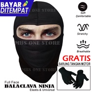 HITAM Balaclava Mask Ninja Boys Thick Full Face Elastic MBS221-1 Black Mask Tergos Mask Adult Men Free Full Finger Motorcycle Gloves C O D Can Pay On The Spot