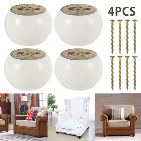 4Pcs Solid Wood Furniture Legs Round Shape Replacement 5cm Tall Legs 10x5cm Furniture Feet for Couch