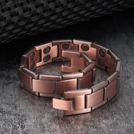 Pure Copper Magnetic Therapy Bracelet Male 14mm Arthritis Wrist Band Vintage Chain Health Energy Bra