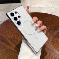 Luxury Simple Crystal Clear Magnetic Wireless Charging Case For Samsung S25 Ultra Plus S24FE S24 Ult