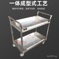 Bowl Collection Cart Food Delivery Cart Four-Wheel Storage Rack Movable Stainless Steel Double-Layer